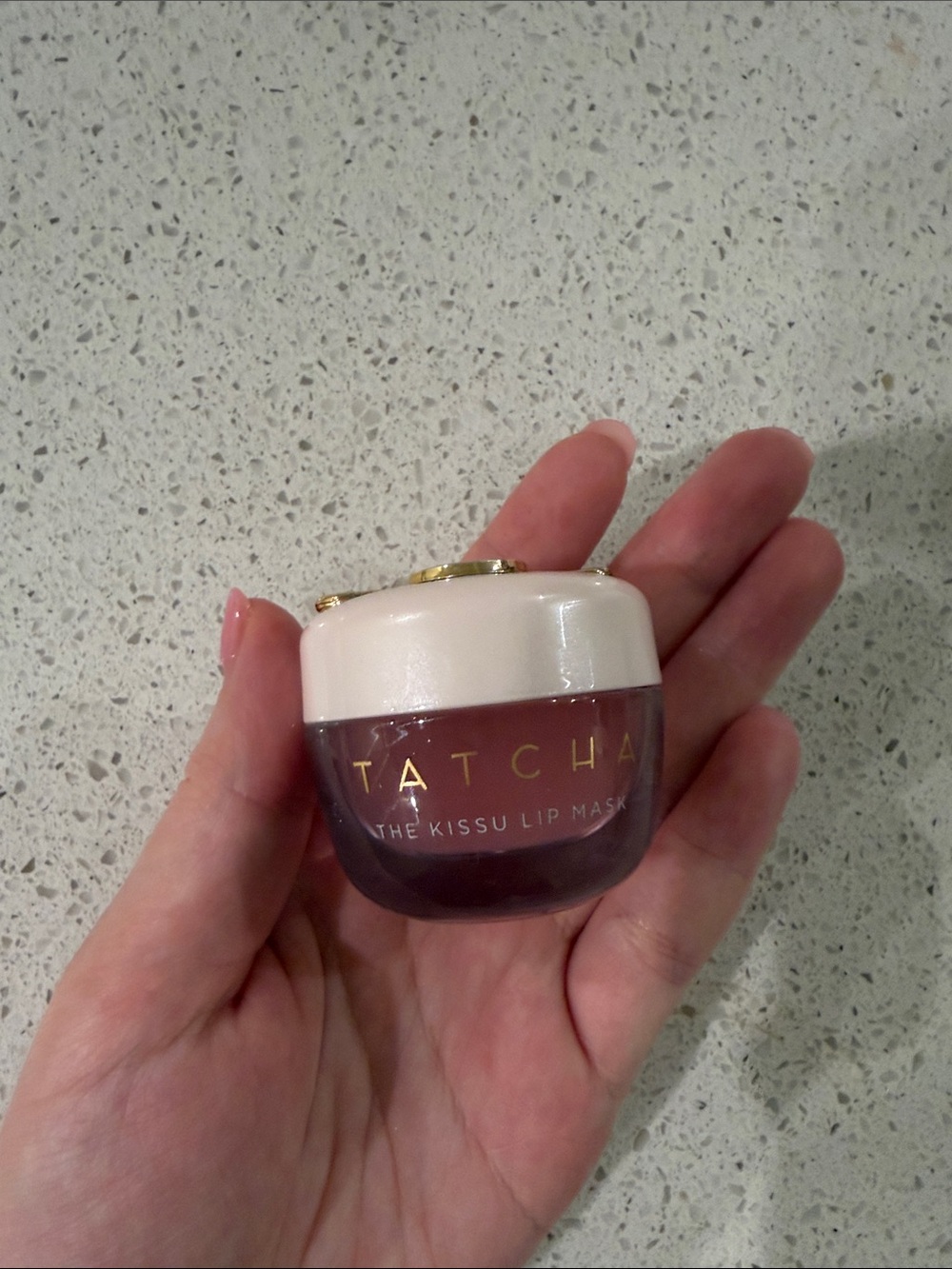 Tatcha Kissu Lip Mask - Rose Pink Jar with Gold Accents